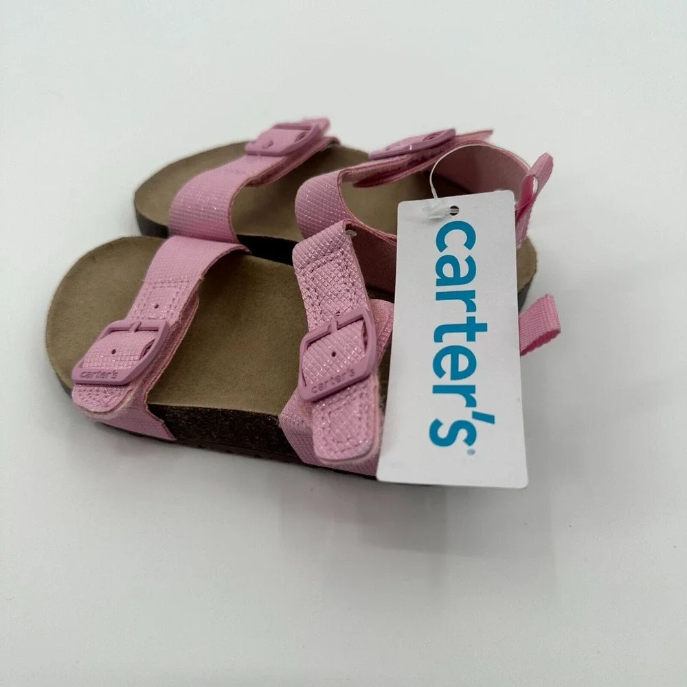 Carter's Duncan Sandals Kids Girl's Size 7 Pink Metallic Buckle‎ Straps CS24K13B